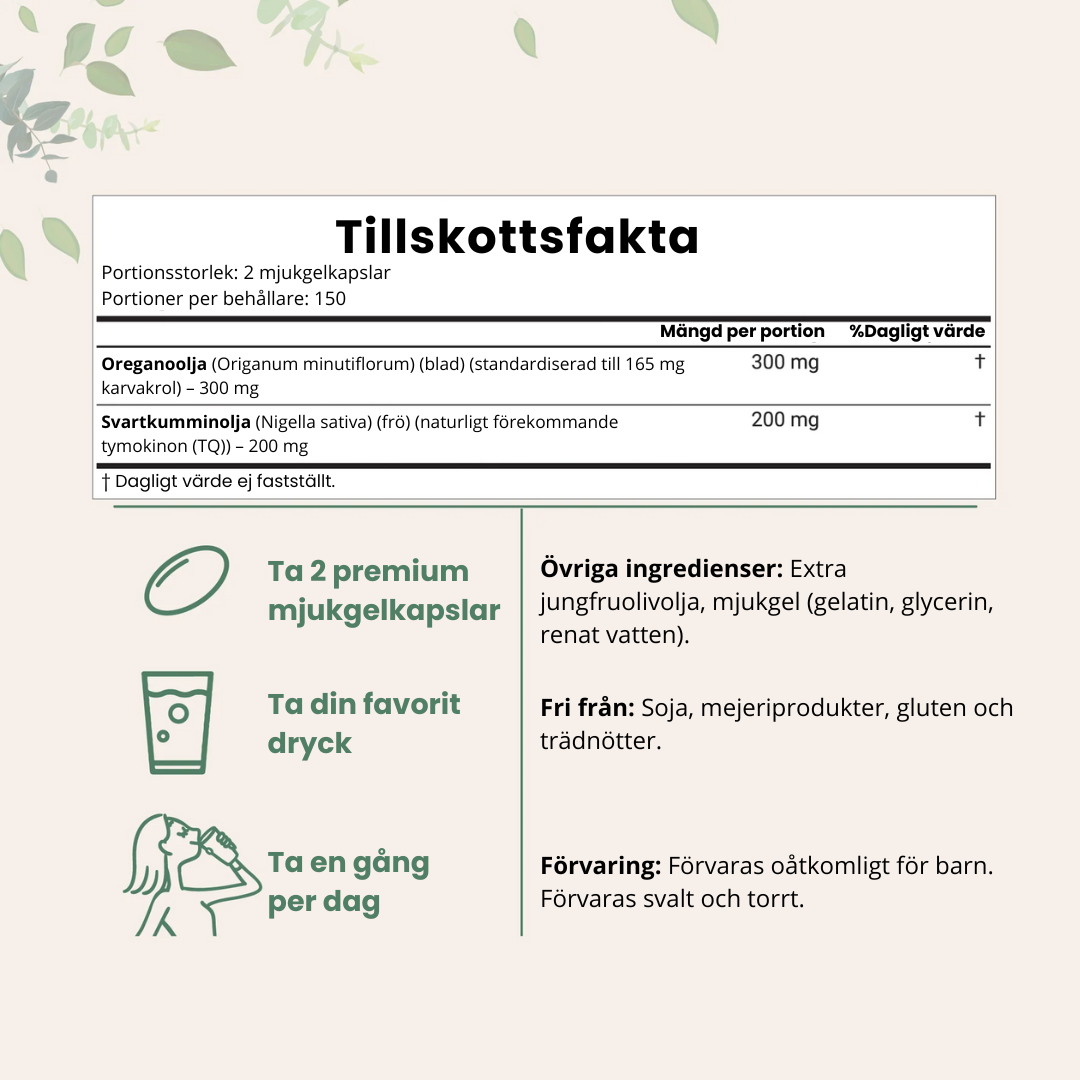 Oregano olja med Svartkumminolja