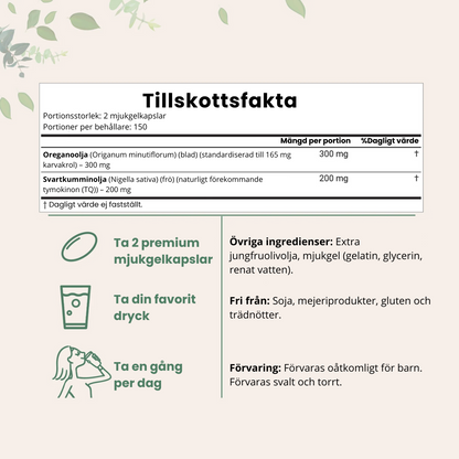 Oregano olja med Svartkumminolja